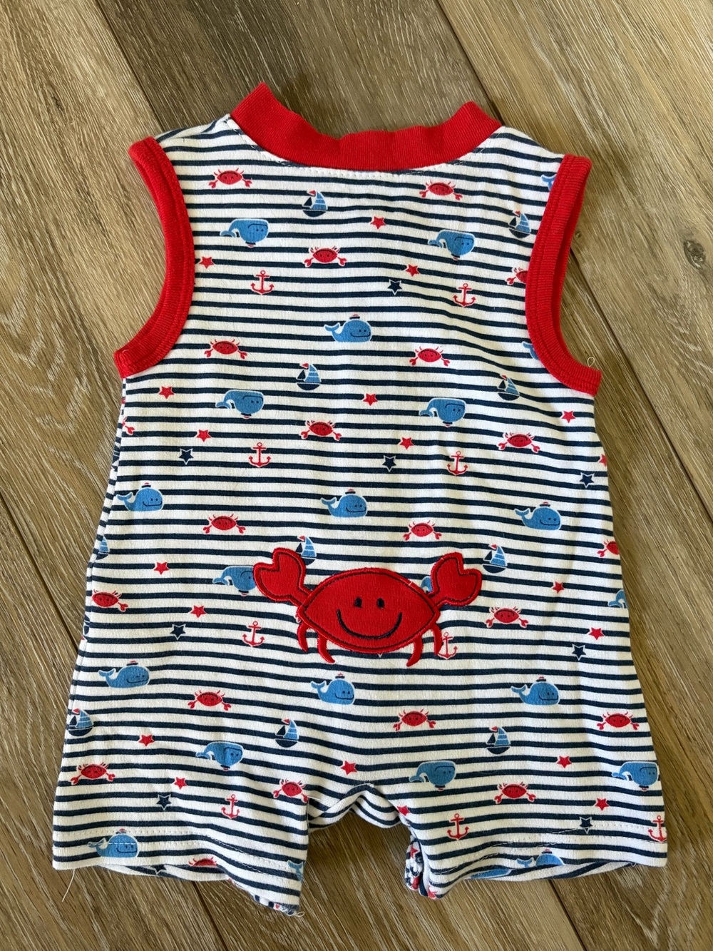 Quacker Jack Red, White, & Blue Beachy Baby Romper - Picture 4 of 5